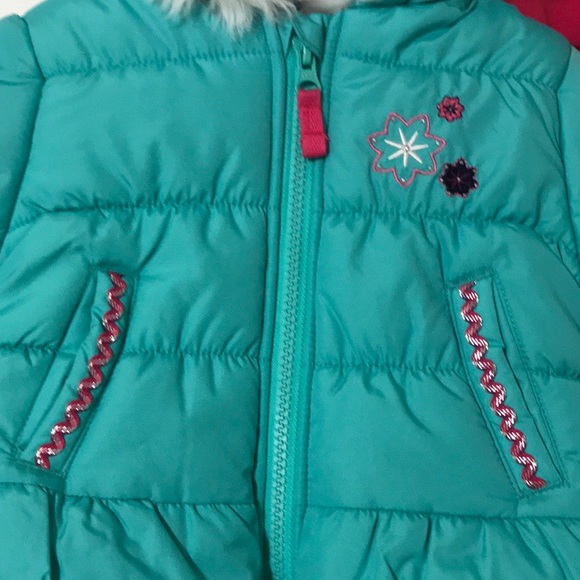 London Fog Girl's Turquoise Jacket Faux Fur - Picture 4 of 16